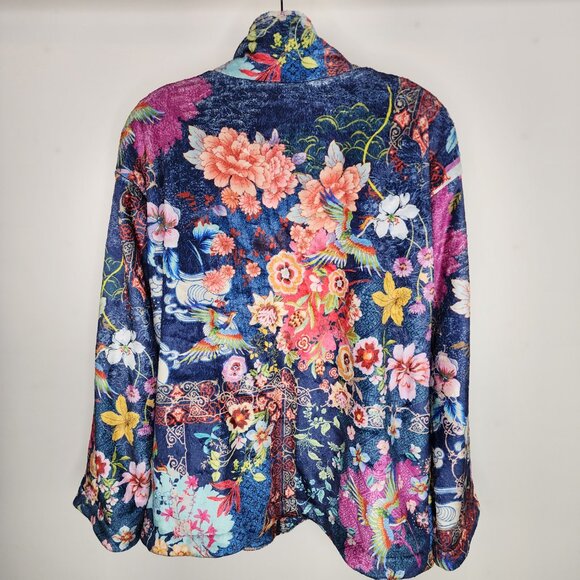 NWT Johnny Was Joan Zip Sherpa Jacket Reversible Dreamer Blu Medium - Picture 9 of 16